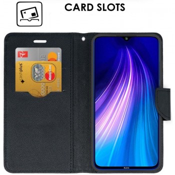 Atverčiamas dėklas su skyreliais - juodas (Xiaomi REDMI NOTE 8) Atverčiamas dėklas su skyreliais - juodas (Xiaomi REDMI NOTE 8)